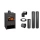 Set Kaminofen, Holzofen Prity, Modell K 12, Leistung 10.4kW + Schornstein Bausatz PARKANEX, Stahl Ø130, Dicke 2mm | Holzofen | Kaminofen |