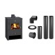 Set Kaminofen, Holzofen Prity, Modell K13, Leistung 12.1kW + Schornstein Bausatz PARKANEX, Stahl Ø130, Dicke 2mm | Holzofen | Kaminofen |