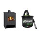 Set Kaminofen, Holzofen Prity, Modell K13, Leistung 12.1kW + Elektrischer Aschesauger Ribimex, Modell Cenetì, Fassungsvermögen 15 L | Holzofen | Kaminofen |