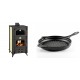 Set Kaminofen, Holzofen Wasserführend mit Backfach Prity, Modell FG W18 R, Leistung 23.4 kW + Emaillierte grillpfanne Gusseisen Solagio, Black Onyx, Ф28cm | Wasserführender Kaminofen | Kaminofen |