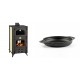 Set Kaminofen, Holzofen Wasserführend mit Backfach Prity, Modell FG W18 R, Leistung 23.4 kW + Emaillierte gusseisenpfanne mit zwei Griffen Solagio, Black Onyx, Ф19cm | Wasserführender Kaminofen | Kaminofen |