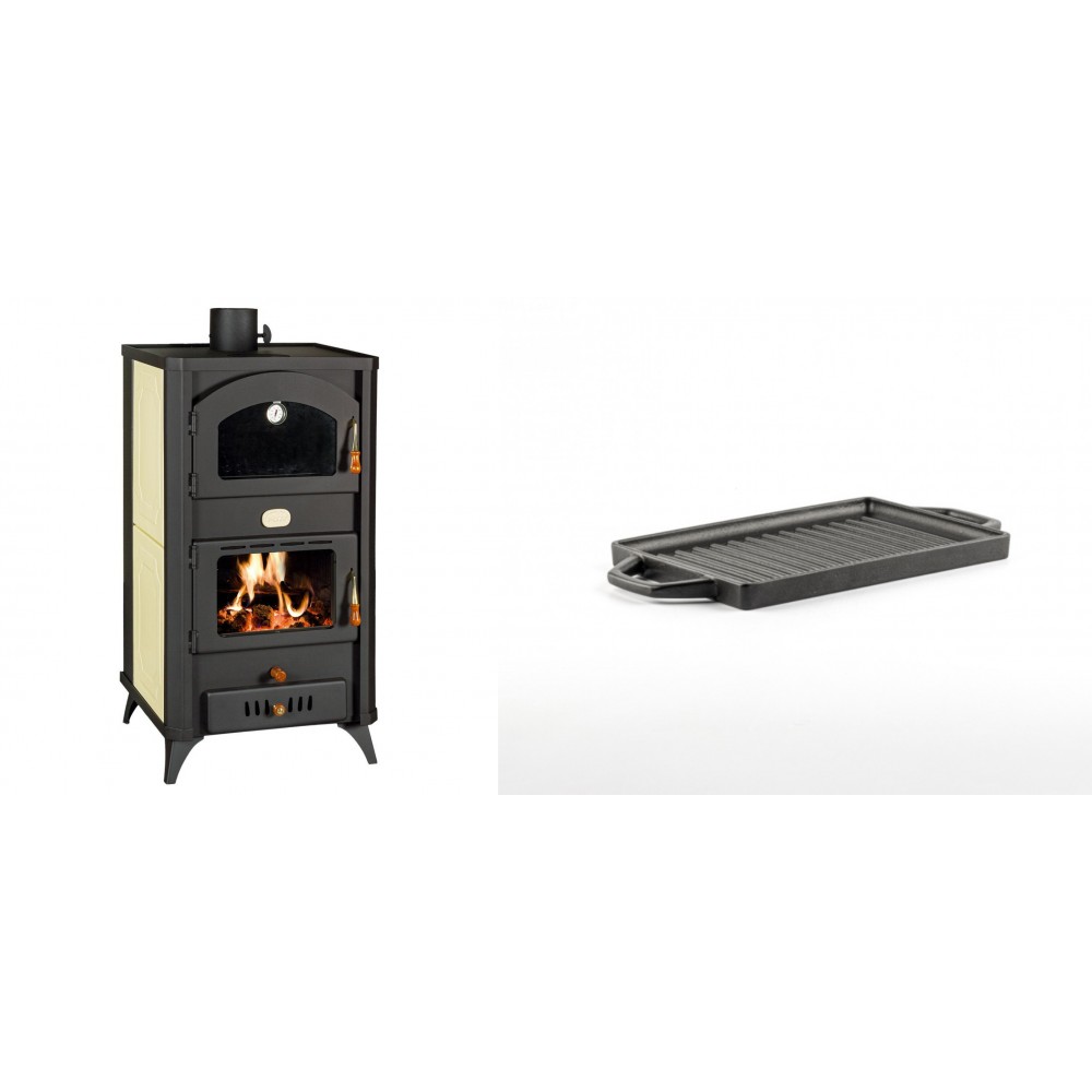 Set Kaminofen, Holzofen Wasserführend mit Backfach Prity, Modell FG W18 R, Leistung 23.4 kW + Mini-Grillplatte aus Gusseisen Solagio, 15.5x22.5cm | Wasserführender Kaminofen | Kaminofen |