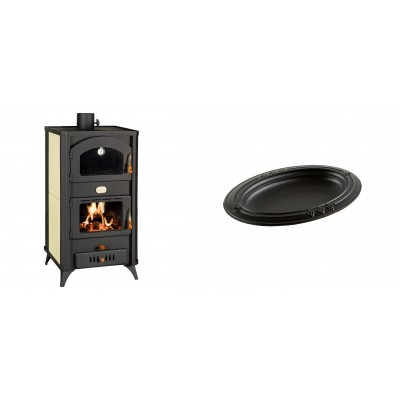 Set Kaminofen, Holzofen Wasserführend mit Backfach Prity, Modell FG W18 R, Leistung 23.4 kW + Gusseiserne auflaufform Solagio oval, 25x33cm - Kaminofen - Holzofen mit Backfach