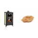 Set Kaminofen, Holzofen Wasserführend mit Backfach Prity, Modell FG W18 R, Leistung 23.4 kW + Holz untersetzer für gusseisenplatte Solagio HSYSAK20 | Wasserführender Kaminofen | Kaminofen |