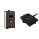 Set Kaminofen, Holzofen Wasserführend Prity mit Backfach, Modell FG W20, Leistung 23.8kW + Emaillierte grillpfanne Gusseisen Solagio, Black Onyx, 26x32cm | Wasserführender Kaminofen | Kaminofen |
