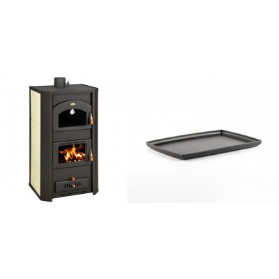 Set Kaminofen, Holzofen Wasserführend Prity mit Backfach, Modell FG W20, Leistung 23.8kW + Rechteckige Servierplatte aus Gusseisen Solagio, 21x31cm - Kaminofen - Holzofen mit Backfach