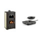 Set Kaminofen, Holzofen Wasserführend Prity mit Backfach, Modell FG W20, Leistung 23.8kW + Gusseisen Topf Set aus 2 teilen Solagio, Black Onyx | Wasserführender Kaminofen | Kaminofen |