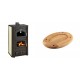 Set Kaminofen, Holzofen Wasserführend Prity mit Backfach, Modell FG W20, Leistung 23.8kW + Holz untersetzer für ovale platte Solagio HSOISK2533, 25x33cm | Wasserführender Kaminofen | Kaminofen |