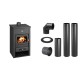 Set Kaminofen, Holzofen Wasserführend Prity, Modell K2 CP W10, Obere Platte aus Gusseisen, Leistung 13.3kW + Schornstein Bausatz PARKANEX, Stahl Ø130, Dicke 2mm | Wasserführender Kaminofen | Kaminofen |