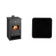 Set Kaminofen, Holzofen Wasserführend Prity, Modell K2 CP W10, Obere Platte aus Gusseisen, Leistung 13.3kW + Funkenschutzplatte Stahl 2mm, Größe 98x98cm | Kaminofen Prity | Prity |