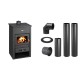 Set Kaminofen, Holzofen Prity, Modell K2 CP, Obere Platte aus Gusseisen, Leistung 10.4kW + Schornstein Bausatz PARKANEX, Stahl Ø130, Dicke 2mm | Holzofen | Kaminofen |