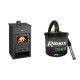 Set Kaminofen, Holzofen Prity, Modell K2 CP, Obere Platte aus Gusseisen, Leistung 10.4kW + Elektrischer Aschesauger Ribimex, Modell Cenetì, Fassungsvermögen 15 L | Kaminofen Prity | Kaminofen |