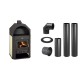 Set Kaminofen, Holzofen Wasserführend Prity, Modell W17, Leistung 23.2kW, Gewölbt + Schornstein Bausatz PARKANEX, Stahl Ø130, Dicke 2mm | Wasserführender Kaminofen | Kaminofen |