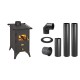 Set Kaminofen, Holzofen Prity, Modell Mini, Leistung 5.2kW, Füße + Schornstein Bausatz PARKANEX, Stahl Ø130, Dicke 2mm | Holzofen | Kaminofen |