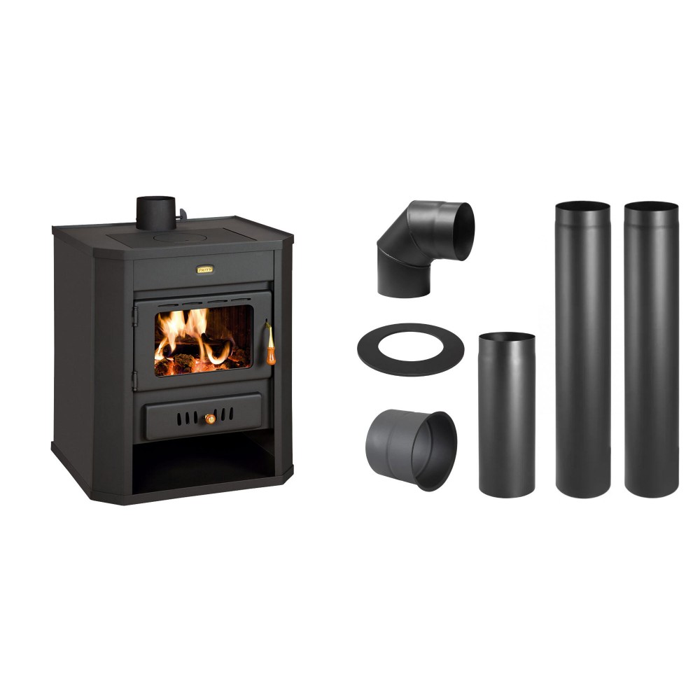 Set Kaminofen, Holzofen Prity, Modell WD, Leistung 15,9kW + Schornstein Bausatz PARKANEX, Stahl Ø130, Dicke 2mm | Holzofen | Kaminofen |
