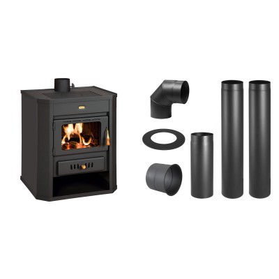 Set Kaminofen, Holzofen Prity, Modell WD, Leistung 15,9kW + Schornstein Bausatz PARKANEX, Stahl Ø130, Dicke 2mm - Prity