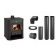Set Kaminofen, Holzofen Prity, Modell WD, Leistung 15,9kW + Schornstein Bausatz PARKANEX, Stahl Ø130, Dicke 2mm | Holzofen | Kaminofen |