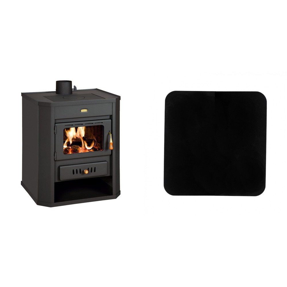 Set Kaminofen, Holzofen Prity, Modell WD, Leistung 15,9kW + Funkenschutzplatte Stahl 2mm, Größe 98x98cm | Holzofen | Kaminofen |