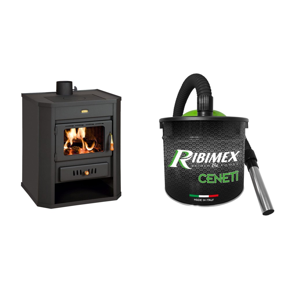 Set Kaminofen, Holzofen Prity, Modell WD, Leistung 15,9kW + Elektrischer Aschesauger Ribimex, Modell Cenetì, Fassungsvermögen 15 L