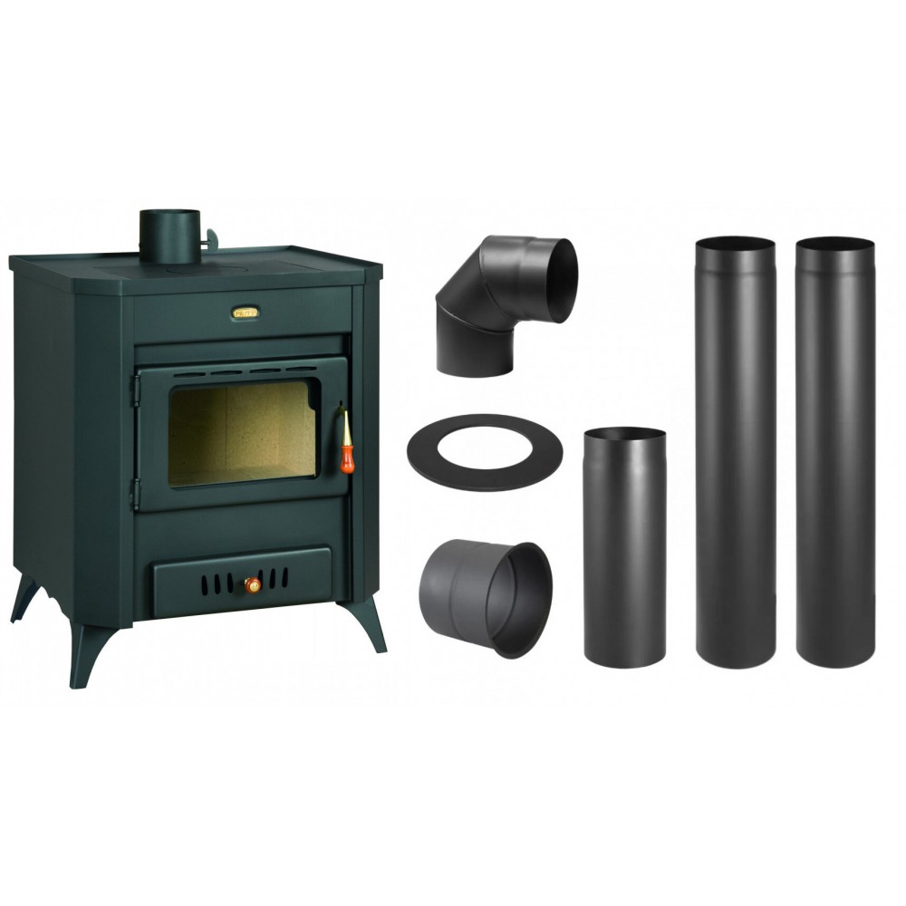 Set Kaminofen, Holzofen Prity, Modell WDR, Leistung 15.9 kW, Füße + Schornstein Bausatz PARKANEX, Stahl Ø130, Dicke 2mm | Holzofen | Kaminofen |