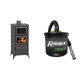 Set Kaminofen, Holzofen mit Backfach Prity, Modell FM E, Leistung 12.1kW, Füße + Elektrischer Aschesauger Ribimex, Modell Cenetì, Fassungsvermögen 15 L | Kaminofen Prity | Prity |