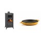 Set Kaminofen, Holzofen mit Backfach Prity, Modell FM E, Leistung 12.1kW, Füße + Emaillierte gusseisenpfanne mit zwei Griffen Solagio, Dijon, Ф22cm | Holzofen | Kaminofen |