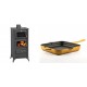 Set Kaminofen, Holzofen mit Backfach Prity, Modell FM E, Leistung 12.1kW, Füße + Emaillierte Gusseisenpfanne Solagio, Dijon, 28x28cm | Holzofen | Kaminofen |