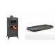 Set Kaminofen, Holzofen mit Backfach Prity, Modell FM E, Leistung 12.1kW, Füße + Große Grillplatte aus Gusseisen Solagio, 25x44cm | Holzofen | Kaminofen |