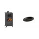 Set Kaminofen, Holzofen mit Backfach Prity, Modell FM E, Leistung 12.1kW, Füße + Gusseiserne auflaufform Solagio oval, 17x28cm | Holzofen | Kaminofen |