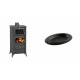 Set Kaminofen, Holzofen mit Backfach Prity, Modell FM E, Leistung 12.1kW, Füße + Gusseiserne auflaufform Solagio oval, 25x33cm | Holzofen | Kaminofen |