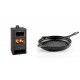 Set Kaminofen, Holzofen mit Backfach Prity, Modell FM, Leistung 12.1kW + Emaillierte grillpfanne Gusseisen Solagio, Black Onyx, Ф28cm | Holzofen | Kaminofen |