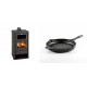 Set Kaminofen, Holzofen mit Backfach Prity, Modell FM, Leistung 12.1kW + Emaillierte grillpfanne Gusseisen Solagio, Black Onyx, Ф24cm | Holzofen | Kaminofen |