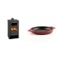 Set Kaminofen, Holzofen mit Backfach Prity, Modell FM, Leistung 12.1kW + Emaillierte gusseisenpfanne mit zwei Griffen Solagio, Rubin, Ф22cm | Holzofen | Kaminofen |