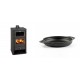 Set Kaminofen, Holzofen mit Backfach Prity, Modell FM, Leistung 12.1kW + Emaillierte gusseisenpfanne mit zwei Griffen Solagio, Black Onyx, Ф19cm | Holzofen | Kaminofen |