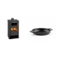 Set Kaminofen, Holzofen mit Backfach Prity, Modell FM, Leistung 12.1kW + Emaillierte gusseisenpfanne mit zwei Griffen Solagio, Black Onyx, Ф16cm | Holzofen | Kaminofen |