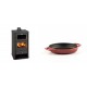 Set Kaminofen, Holzofen mit Backfach Prity, Modell FM, Leistung 12.1kW + Emaillierte gusseisenpfanne mit zwei Griffen Solagio, Rubin, Ф16cm | Holzofen | Kaminofen |