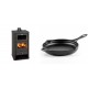 Set Kaminofen, Holzofen mit Backfach Prity, Modell FM, Leistung 12.1kW + Emaillierte Gusseisenpfanne Solagio, Black Onyx, Ф28cm | Holzofen | Kaminofen |