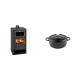 Set Kaminofen, Holzofen mit Backfach Prity, Modell FM, Leistung 12.1kW + Gusseisen Topf Tiefer Solagio, Black Onyx, Ф12 | Holzofen | Kaminofen |