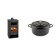 Set Kaminofen, Holzofen mit Backfach Prity, Modell FM, Leistung 12.1kW + Gusseisen Topf Tiefer Solagio, Black Onyx, Ф24 | Holzofen | Kaminofen |