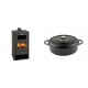 Set Kaminofen, Holzofen mit Backfach Prity, Modell FM, Leistung 12.1kW + Gusseisen Topf Flach Solagio, Black Onyx, Ф26 | Holzofen | Kaminofen |