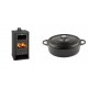 Set Kaminofen, Holzofen mit Backfach Prity, Modell FM, Leistung 12.1kW + Gusseisen Topf Flach Solagio, Black Onyx, Ф28 | Holzofen | Kaminofen |