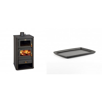 Set Kaminofen, Holzofen mit Backfach Prity, Modell FM, Leistung 12.1kW + Rechteckige Servierplatte aus Gusseisen Solagio, 21x31cm - Kaminofen - Holzofen mit Backfach