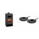 Set Kaminofen, Holzofen mit Backfach Prity, Modell FM, Leistung 12.1kW + Gusseisen Topf Set aus 2 teilen Solagio, Black Onyx | Holzofen | Kaminofen |