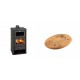 Set Kaminofen, Holzofen mit Backfach Prity, Modell FM, Leistung 12.1kW + Holz untersetzer für ovale platte Solagio HSOISK1728, 17x28cm | Holzofen | Kaminofen |