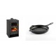 Set Kaminofen, Holzofen mit Backfach Prity, Modell FG, Leistung 14.2kW + Emaillierte grillpfanne Gusseisen Solagio, Black Onyx, Ф24cm | Holzofen | Kaminofen |