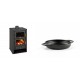Set Kaminofen, Holzofen mit Backfach Prity, Modell FG, Leistung 14.2kW + Emaillierte gusseisenpfanne mit zwei Griffen Solagio, Black Onyx, Ф16cm | Holzofen | Kaminofen |