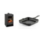 Set Kaminofen, Holzofen mit Backfach Prity, Modell FG, Leistung 14.2kW + Emaillierte Gusseisenpfanne Solagio, Black Onyx, 28x28cm | Holzofen | Kaminofen |