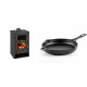 Set Kaminofen, Holzofen mit Backfach Prity, Modell FG, Leistung 14.2kW + Emaillierte Gusseisenpfanne Solagio, Black Onyx, Ф28cm | Holzofen | Kaminofen |