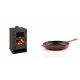 Set Kaminofen, Holzofen mit Backfach Prity, Modell FG, Leistung 14.2kW + Emaillierte Gusseisenpfanne Solagio, Rubin, Ф24cm | Holzofen | Kaminofen |