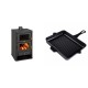 Set Kaminofen, Holzofen mit Backfach Prity, Modell FG, Leistung 14.2kW + Emaillierte grillpfanne Gusseisen Solagio, Black Onyx, 26x32cm | Holzofen | Kaminofen |